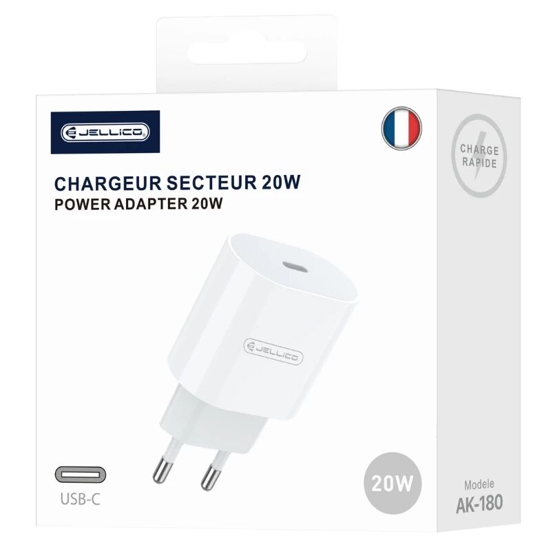 Adaptateur secteur Usb-C (20W) JELLICO AK180 blanc