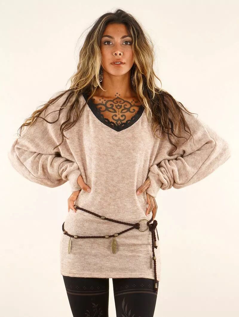 Pull 2en1 retroussable "Physälis", Beige