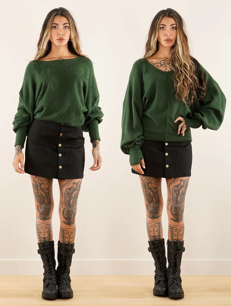 Pull reversible à manche chauve-souris "Soäal", Vert forêt