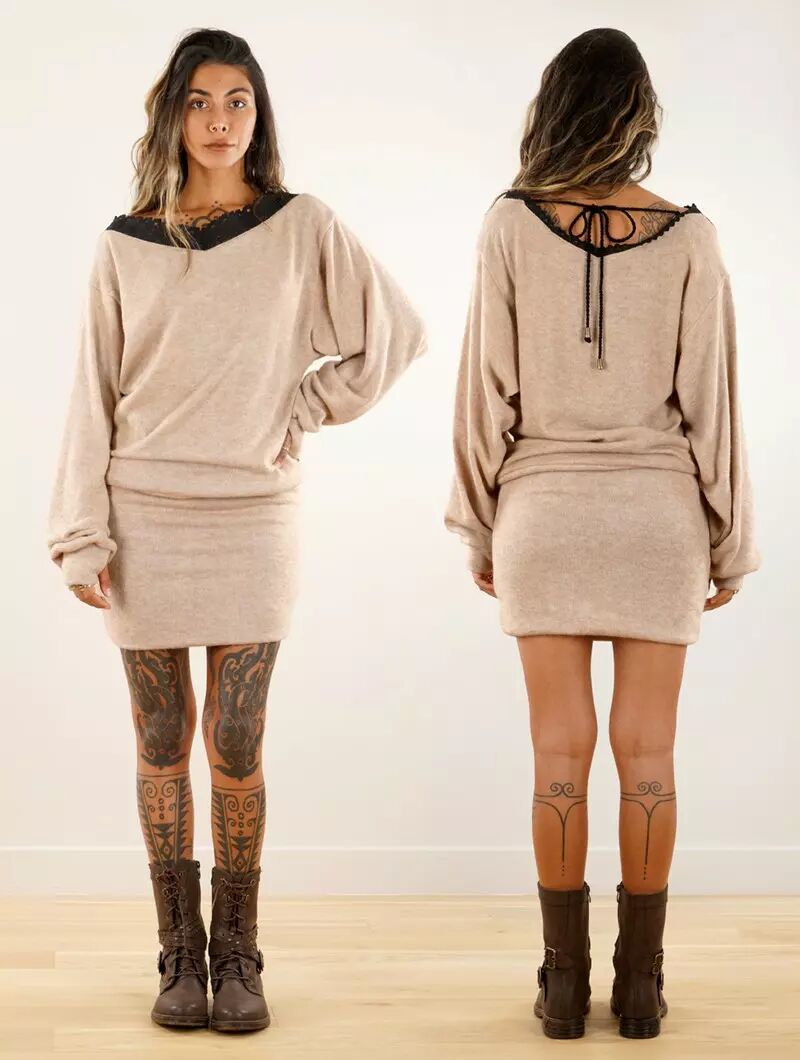Robe courte réversible "Physälis", Beige