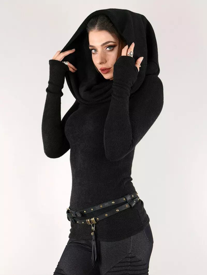 Pull à gros col "Mantra", Noir
